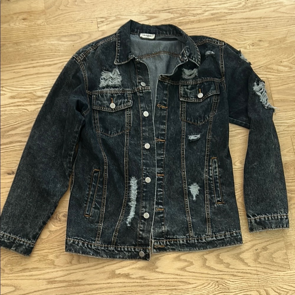 Umgee Distressed Black Denim Jacket